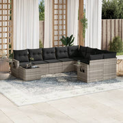 Loungeset 10-delig poly rattan lichtgrijs
