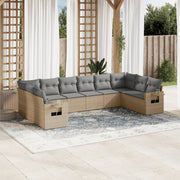 Loungeset 10-delig poly rattan beige