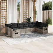 Loungeset 10-delig poly rattan lichtgrijs