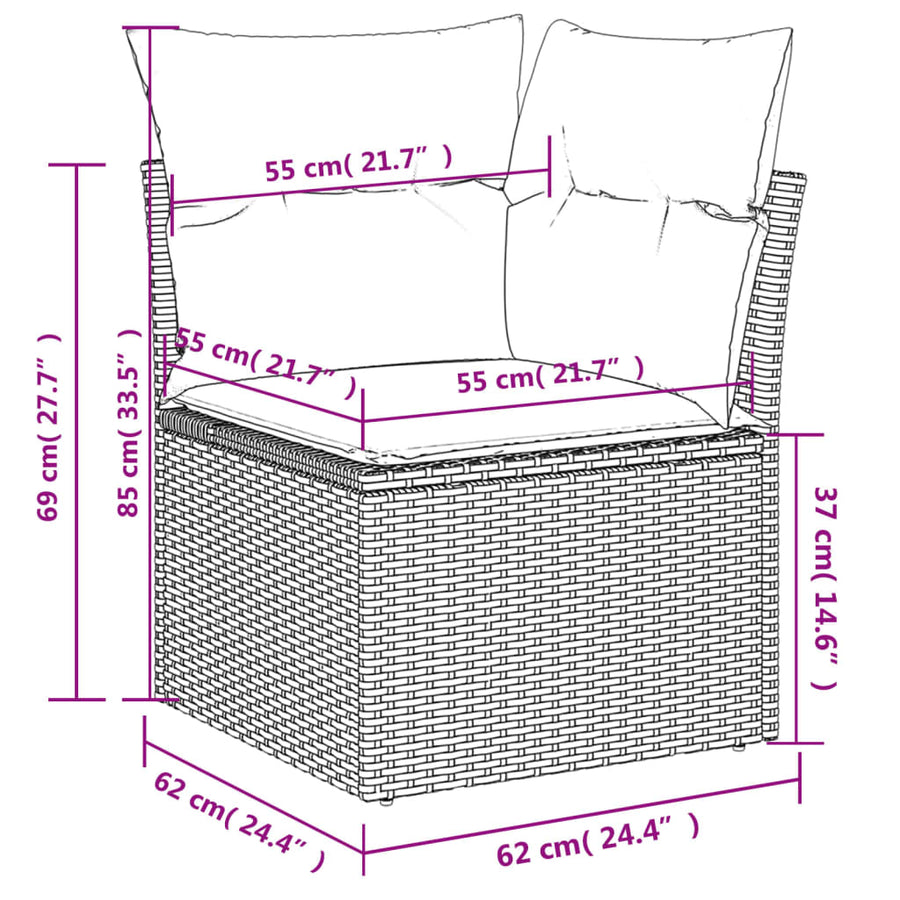 10-Delige Loungeset Met Kussens Poly Rattan Bruin