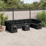Loungeset 11-delig poly rattan zwart