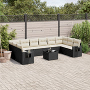 Loungeset 11-delig poly rattan zwart