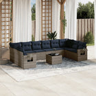 11-piece garden lounge set with cushions, grey poly rattan