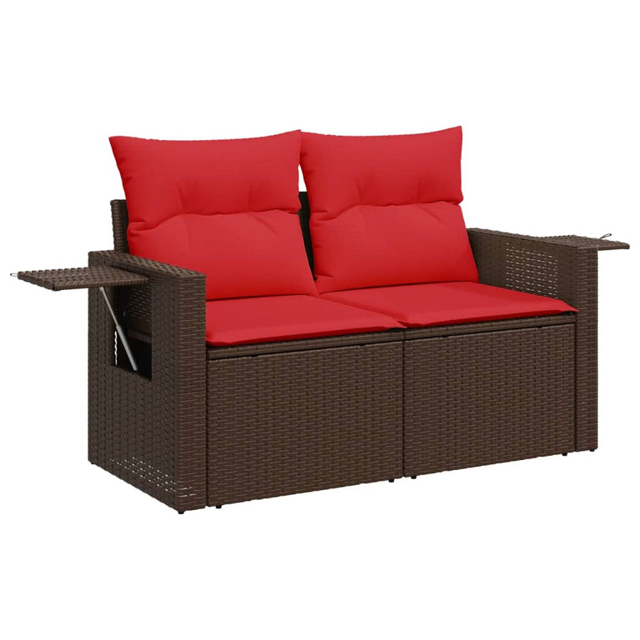 11-delige tuinbankset met kussens, bruin polyrotan