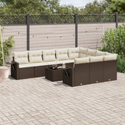 11-Piece Rattan Lounge Set with Cushions Brown