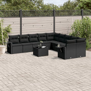 Loungeset 11-delig poly rattan zwart