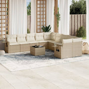 Loungeset poly rattan 11-delig beige