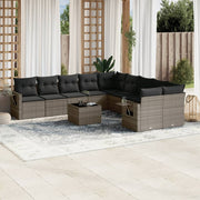 Loungeset 11-delig poly rattan grijs