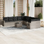 Loungeset 11-delig poly rattan lichtgrijs