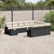 Loungeset 11-delig poly rattan zwart