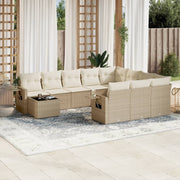 Tuinset 11-delig poly rattan beige