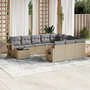 Loungeset poly rattan 11-delig beige