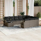 11-Delige Loungeset Met Kussens Poly Rattan Grijs