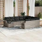 Loungeset 11-delig poly rattan lichtgrijs