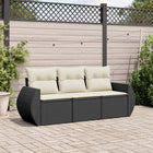 3-Delige Loungeset Met Kussens Poly Rattan Zwart