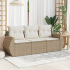 3-Delige Loungeset Met Kussens Poly Rattan Beige