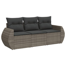3-Delige Loungeset Met Kussens Poly Rattan Grijs