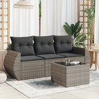 4-Delige Loungeset Met Kussens Poly Rattan Grijs