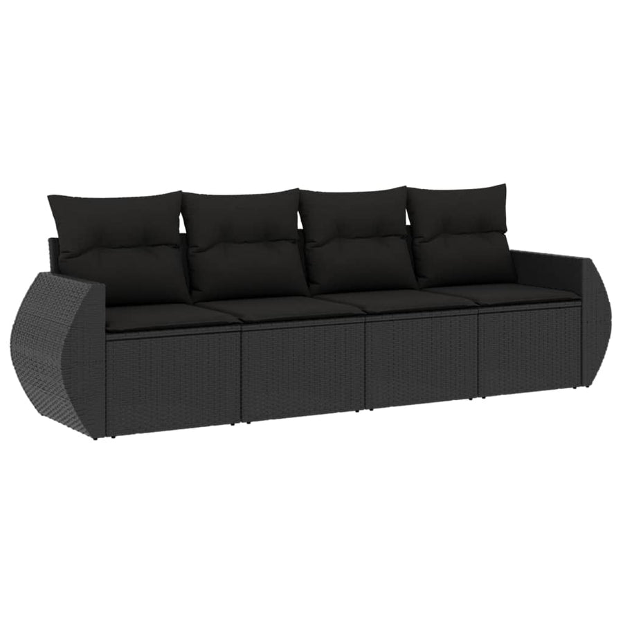 4-Delige Loungeset Met Kussens Poly Rattan Zwart