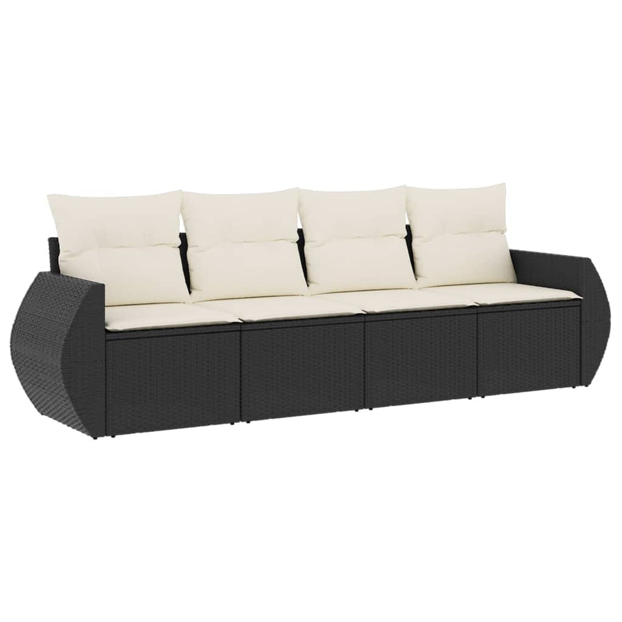 4-Delige Loungeset Met Kussens Poly Rattan Zwart