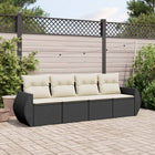 4-Delige Loungeset Met Kussens Poly Rattan Zwart