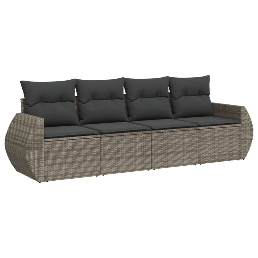4-Delige Loungeset Met Kussens Poly Rattan Grijs