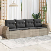 4-piece Lounge Set with Cushions Poly Rattan Light Grey