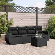 Loungeset 5-delig poly rattan zwart