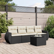 Loungeset 5-delig poly rattan zwart