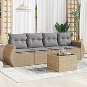 Loungeset 5-delig poly rattan beige