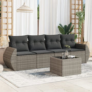 Loungeset 5-delig poly rattan grijs