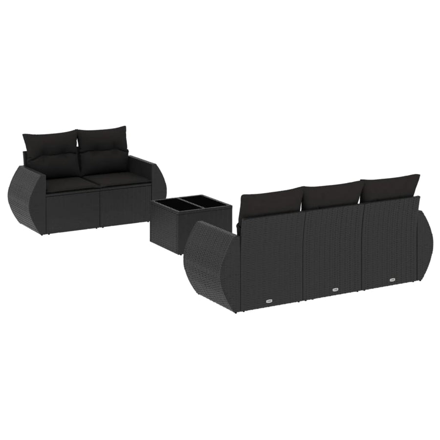 6-Delige Loungeset Met Kussens Poly Rattan Zwart