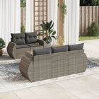 6-Delige Loungeset Met Kussens Poly Rattan Grijs