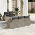 6-piece Lounge Set with cushions poly rattan light grey