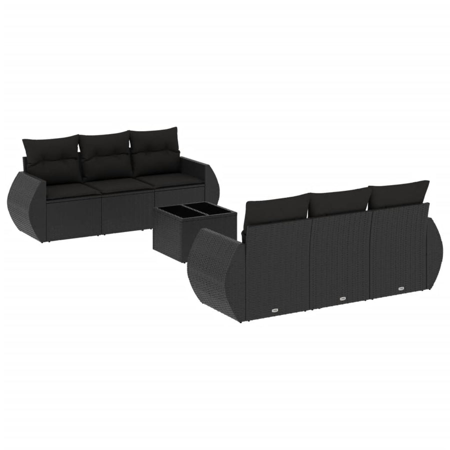 7-Delige Loungeset Met Kussens Poly Rattan Zwart