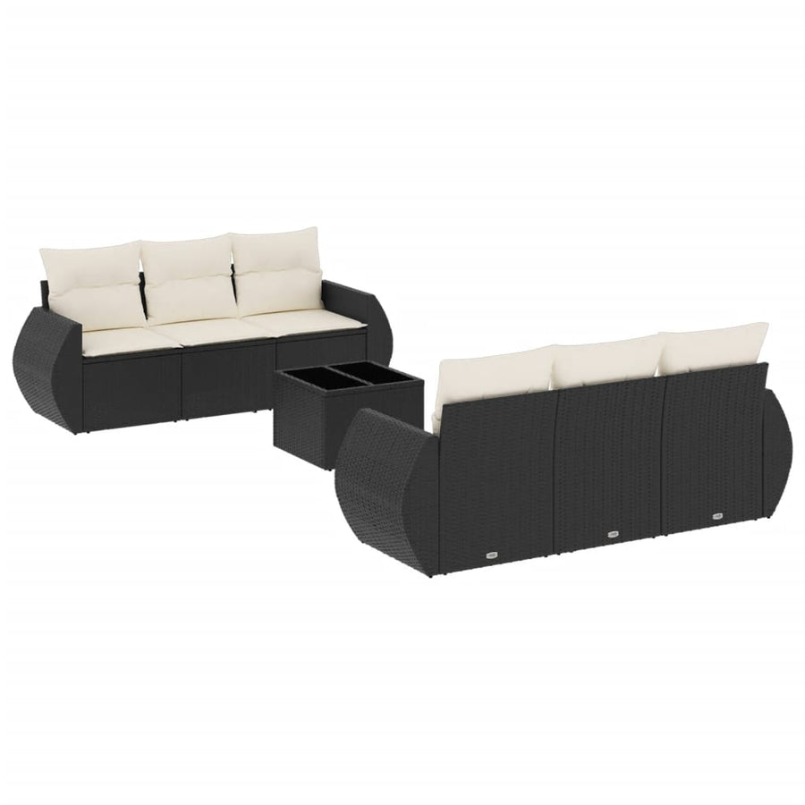 7-Delige Loungeset Met Kussens Poly Rattan Zwart