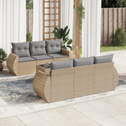 Loungeset 7-delig poly rattan beige