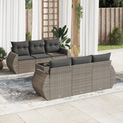 Loungeset 7-delig poly rattan grijs