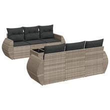 7-delige Loungeset met kussens poly rattan lichtgrijs