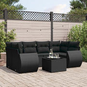 Loungeset 7-delig poly rattan zwart