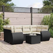 Loungeset 7-delig poly rattan zwart