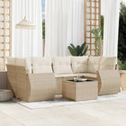 7-Delige Loungeset Met Kussens Poly Rattan Beige