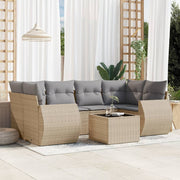 Loungeset 7-delig poly rattan beige