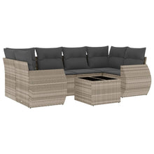 7-delige Loungeset met kussens poly rattan lichtgrijs