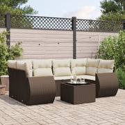 Loungeset 7-delig poly rattan bruin