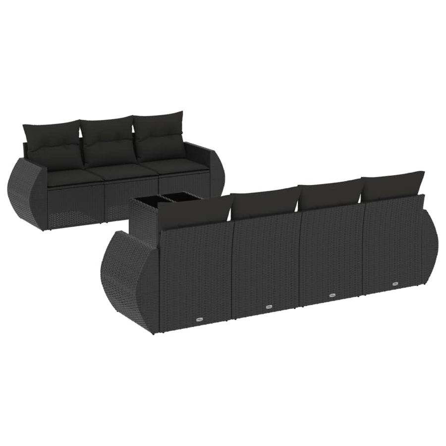 8-Delige Loungeset Met Kussens Poly Rattan Zwart