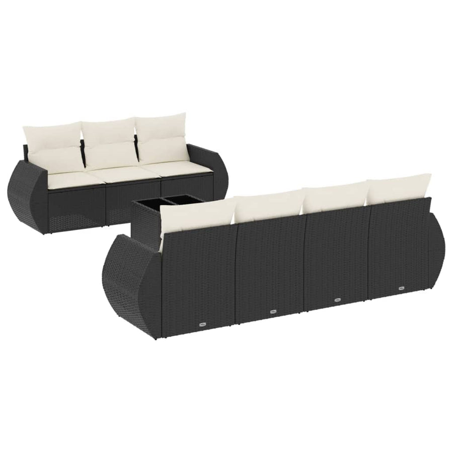 8-Delige Loungeset Met Kussens Poly Rattan Zwart