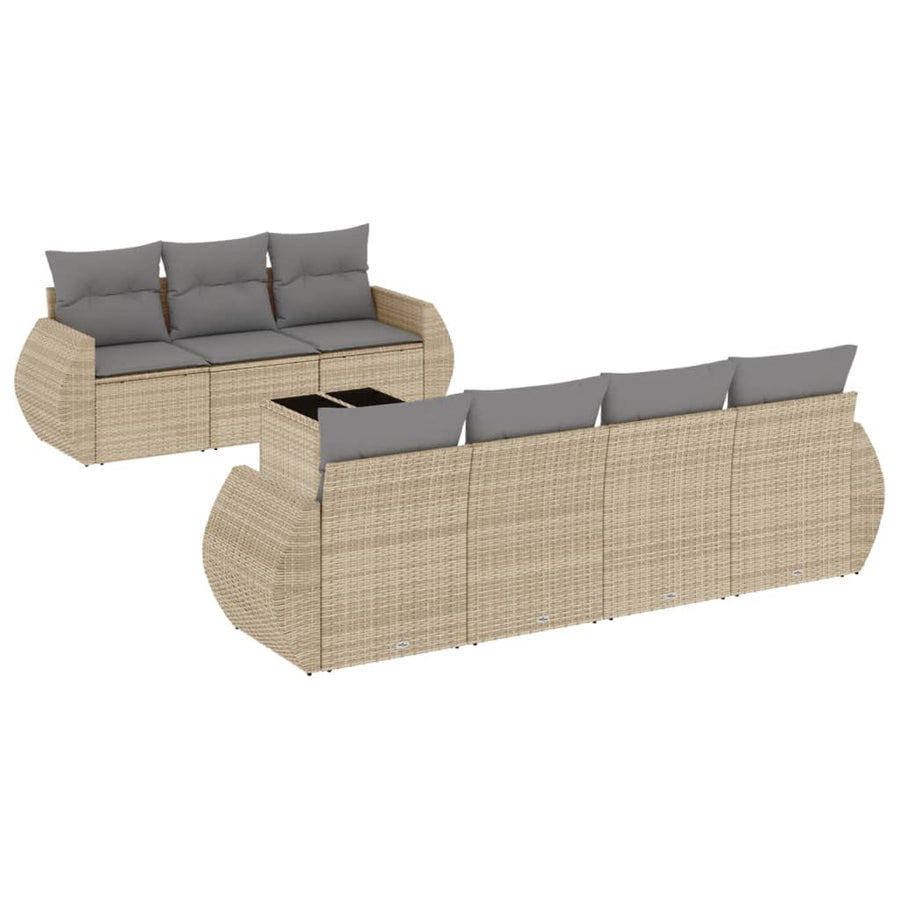 8-Delige Loungeset Met Kussens Poly Rattan Beige