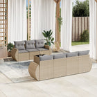 8-Delige Loungeset Met Kussens Poly Rattan Beige