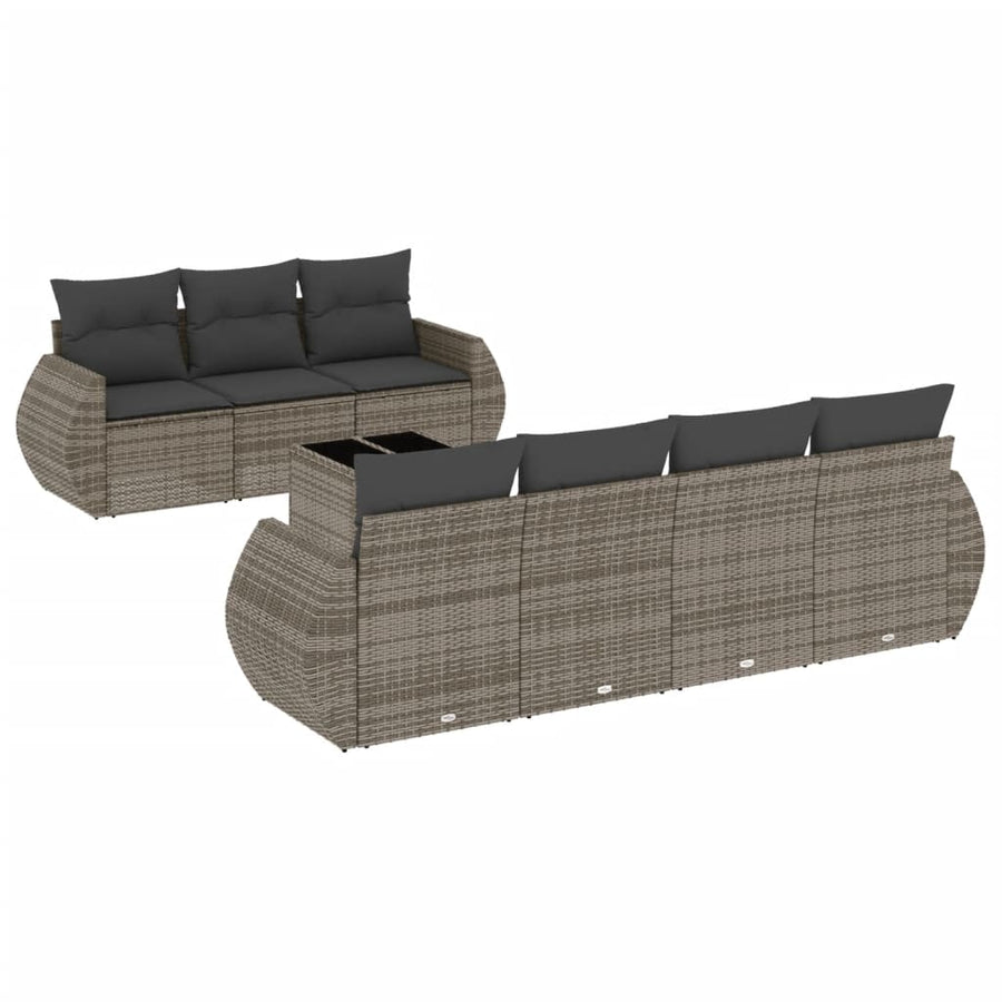 8-Delige Loungeset Met Kussens Poly Rattan Grijs